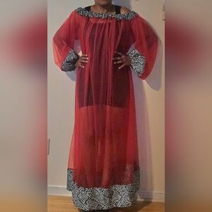 Elegant Red Sheer Dress